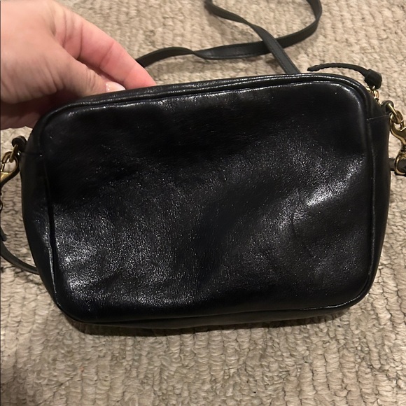 Clare V Black Leather Crossbody Bag with Red and Blue Stripe - Picture 7 of 9